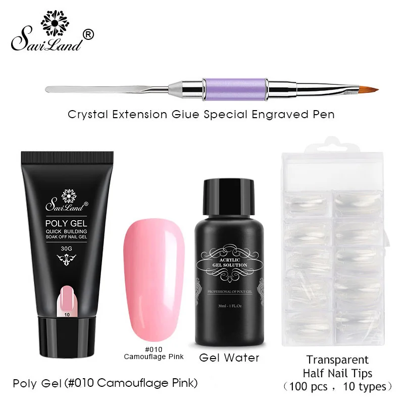 camouflay pink set Saviland полигель набор УФ акриловый строительный поли гель Быстрое расширение дизайн ногтей Pro Длинный натуральный гель для ногтей Желейная резинка гель лак - Цвет: camouflay pink set