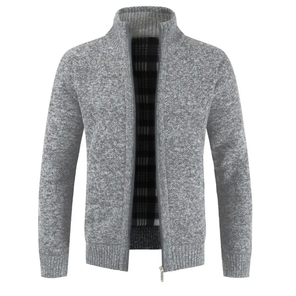 

Осенне-зимний мужской вязаный свитер с карманами и плюшевой подкладкой, теплый тонкий кардиган, пальто, пиджаки