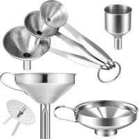 stainless steel funnels setkitchen funnels with strainer for transferring of liquid spices powder oils bean jam funnel