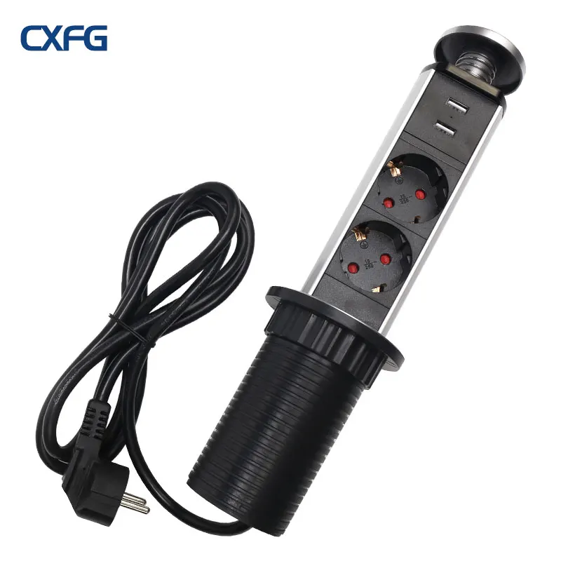 CXFG Usb Выдвижная розетка для офиса настольная скрытая Вертикальная 2 отверстия с
