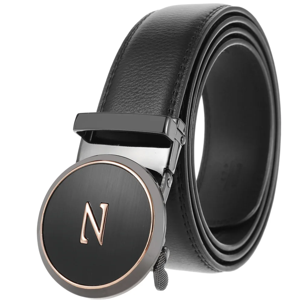 Мужской ремень из натуральной кожи модный с круглой пряжкой и надписью Z высокого