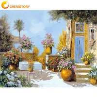 chenistory house scenery oil painting by numbers diy landscape on canvas handpaint adults kit with frame picture by number decor