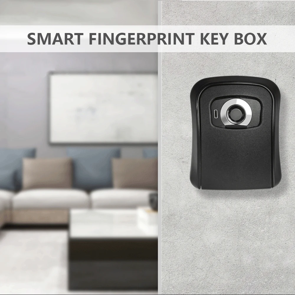 

Smart Key Lock Box Storage Box APP & Fingerprint Unlocking 100 Groups Capacity Rechargeable Key Safe Box Holder Wall Mount