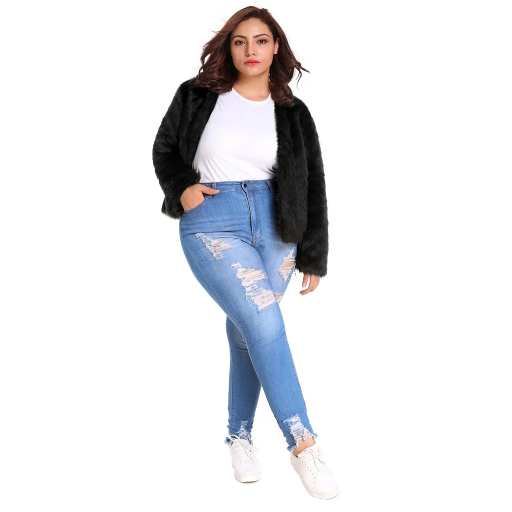 Женское осенне зимнее пушистое пальто из искусственного меха модель 2019 года