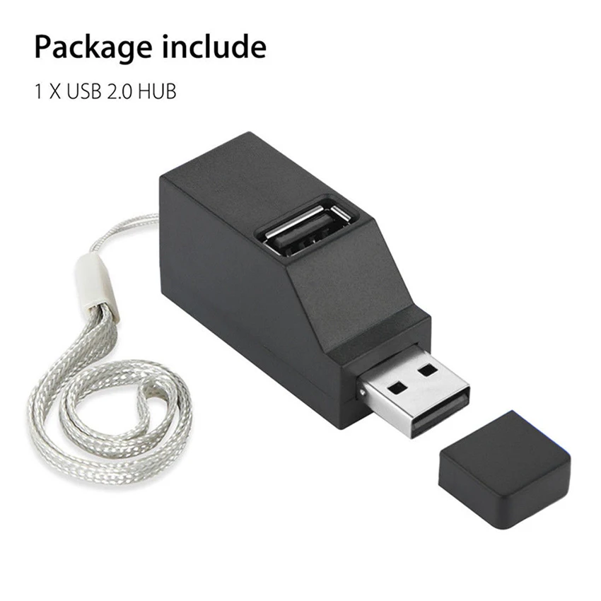 Мини-концентратор USB 2 0 3 порта с функцией зарядки для компьютера клавиатуры