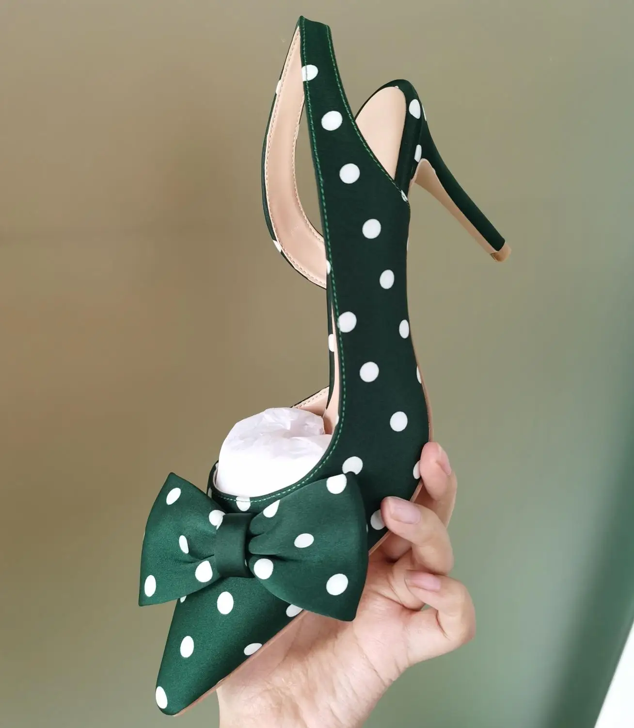 

Lovirs Womens Bow Tie Slingback 8.5cm Pumps Pointed Toe Stiletto Heels Polka Dot High Heel Dress Party Shoes Plus Size US5-15