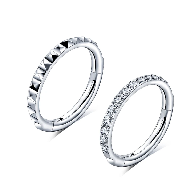 Титановое кольцо для носа G23 многослойная Ушная хрящ Серьга-гвоздик с фианитом