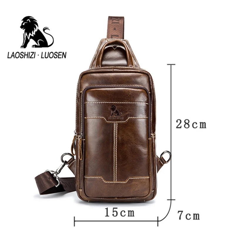 

Men bag leather chest bag shoulder bag fashion old lion head layer cowhide messenger bag men bag brand 2 colors free shipping