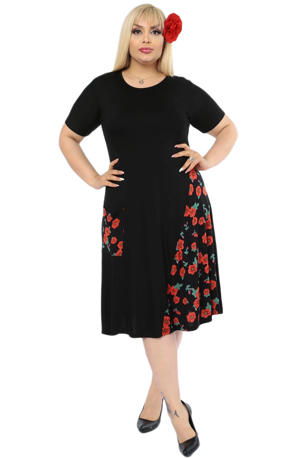 Женское платье с круглым вырезом Hanezza Элегантное вискозное цветочным принтом