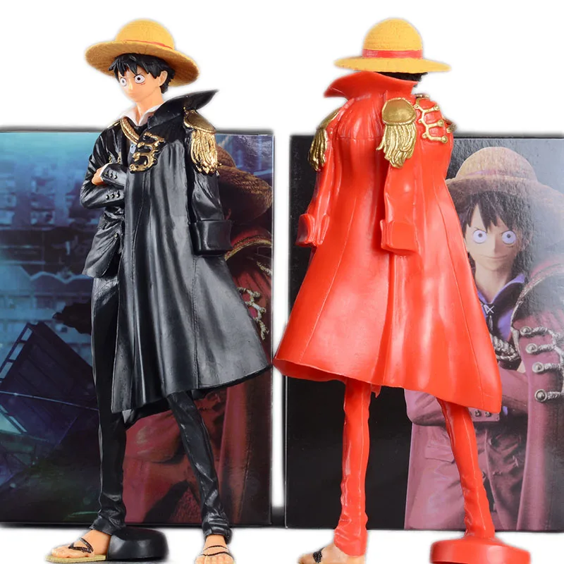 25CM One Piece Luffy Anime 20th Red Black Action Figure PVC Q Version Statue Collection Model Toys for Kids Figurine | Игрушки и хобби