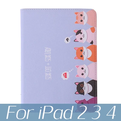 Для iPad 10,2 чехол для планшета тройной складной чехол для iPad 9,7 air 3 10,5 Pro 10,5 чехол с мультяшным котом - Цвет: C1 for ipad 2 3 4