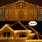 Рождественская гирлянда, светодиодная гирлянда-занавес в виде сосулек, Волшебная гирлянда, 5 м, светодиодное украшение для вечерние, сада, сцены, уличное водонепроницаемое освещение