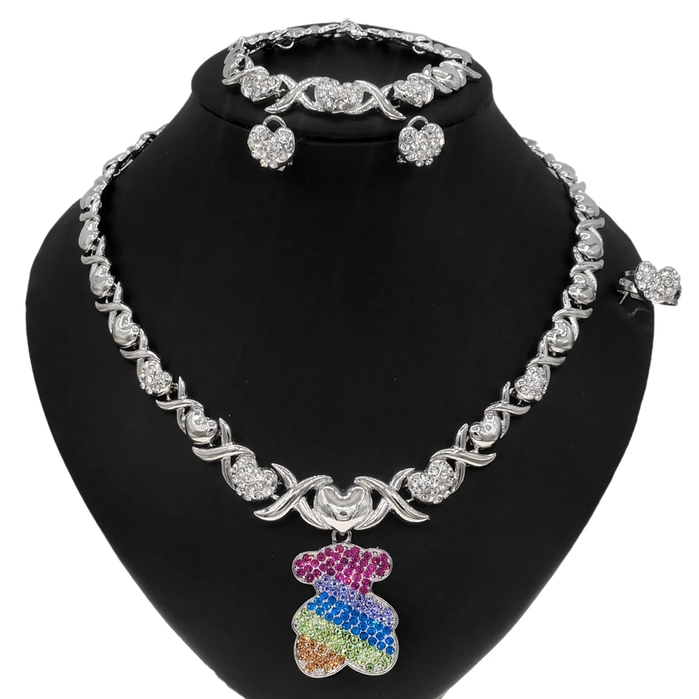 

Yulaili, новинка, модное посеребренное ожерелье с цирконом XO, свадебный дизайн, красивый благородный цвет стразы, набор ювелирных изделий