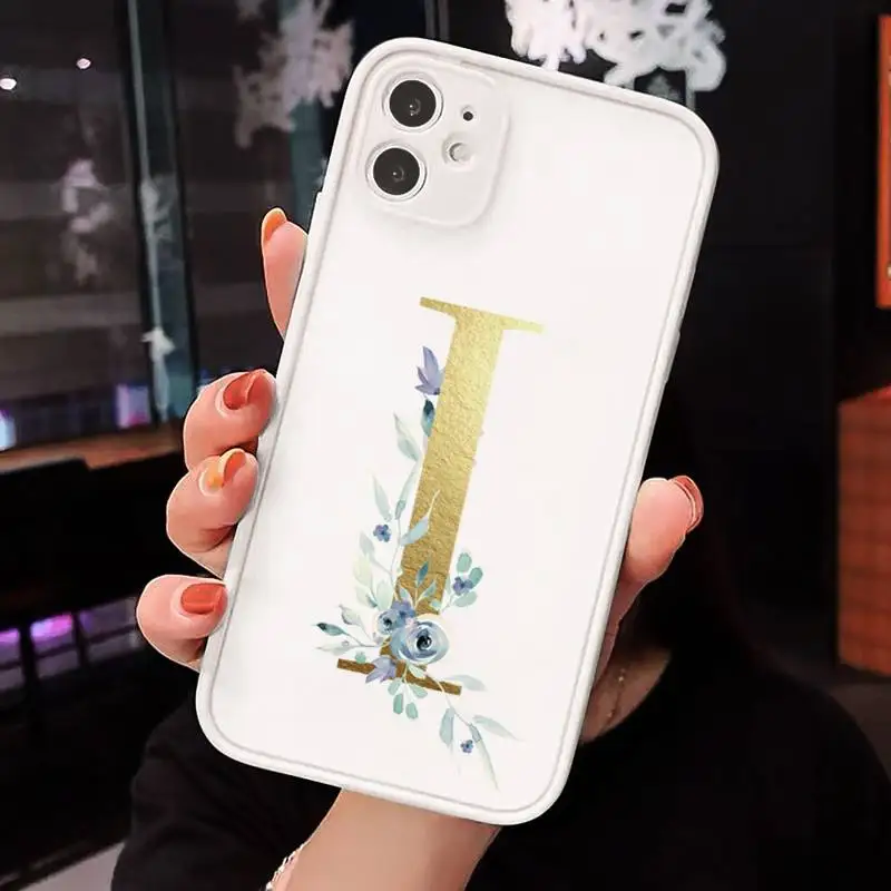 

Golden English alphabet letter Phone Cases matte transparent For iphone 7 8 11 12 plus mini x xs xr pro max cover
