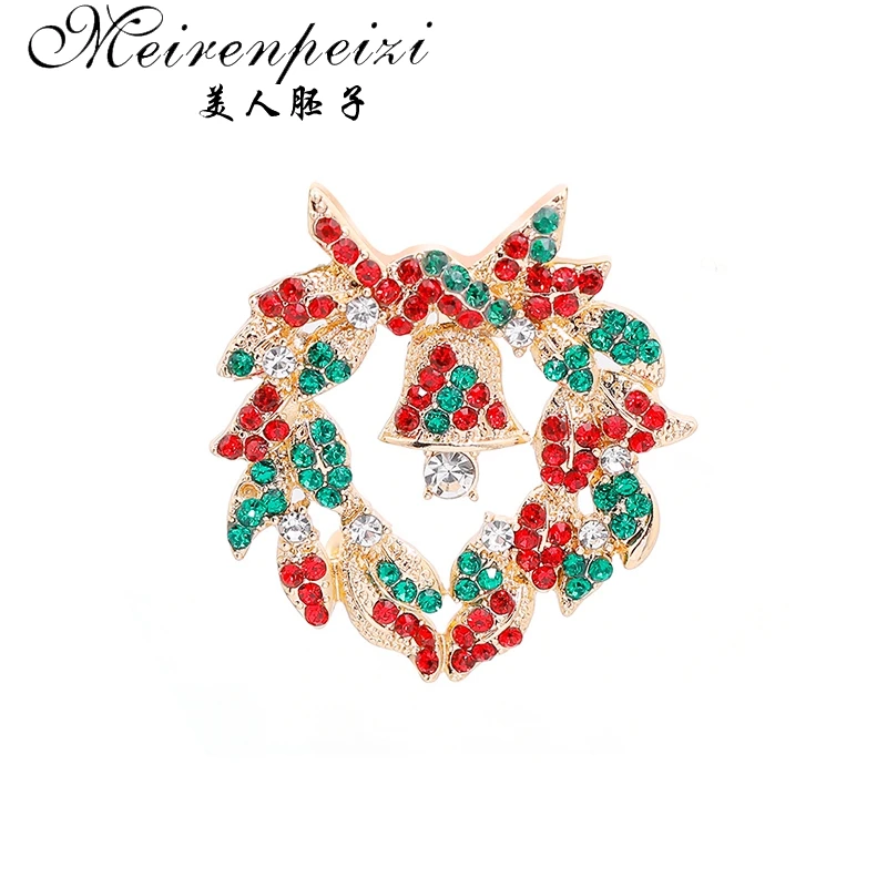 as photo Meirenpeizi Merry Christmas Броши Булавки милый Санта Клаус шляпа перчатки колокольчики носки пончики Конфета Эмаль Булавка значки брошь - Окраска металла: as photo