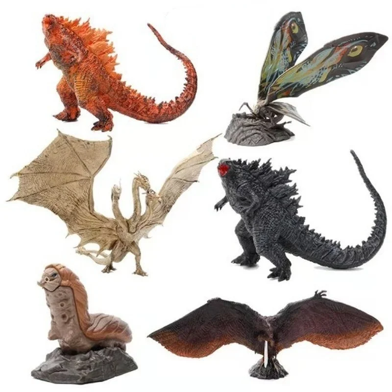 

6 Styles Bandai Anime Figure Godzilla Dinosaur Monster Mothra Three-headed Dragon PVC Model Ornaments Hand-made Movable Doll Toy