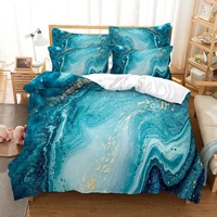 fashion blue marble bedding set adult queen king size bedroom decor quilt cover pillowcase 23 piece bed linen home textiles