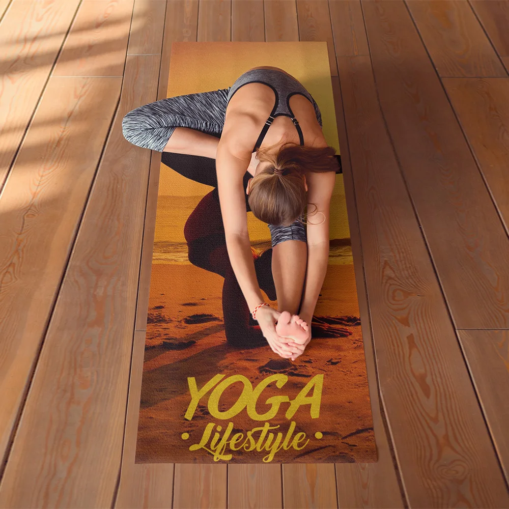 Коврик для йоги из натурального каучука с принтом замши нескользящий | Спорт и