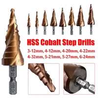 m35 5 cobalt step drill bit 14 inch cone hex shank spiral groove taper point metal drill bit hole cutter for stainless steel