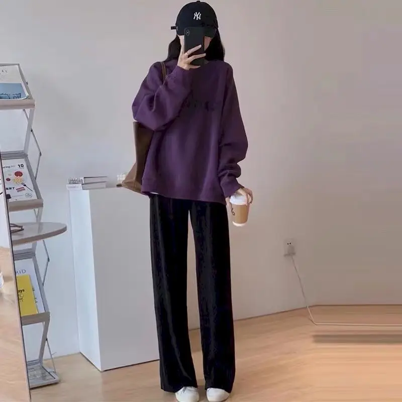 

Женский спортивный костюм из 2 предметов, толстовка с капюшоном и длинные брюки большого размера, модная зимняя спортивная одежда, 2021