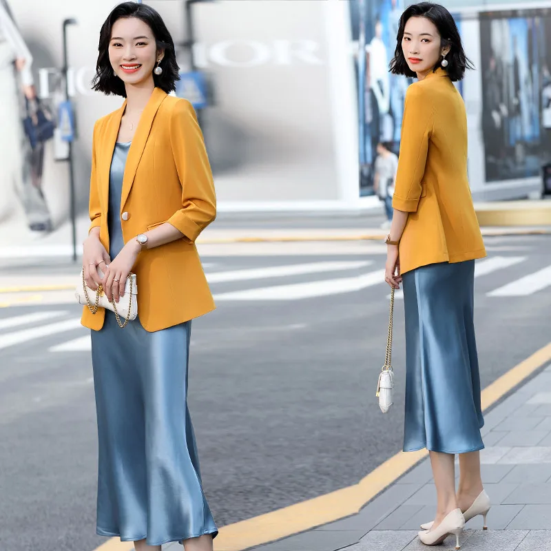 

Женское платье из двух частей на бретелях, деловой костюм и платье, Весенний костюм, темперамент богини, Новинка