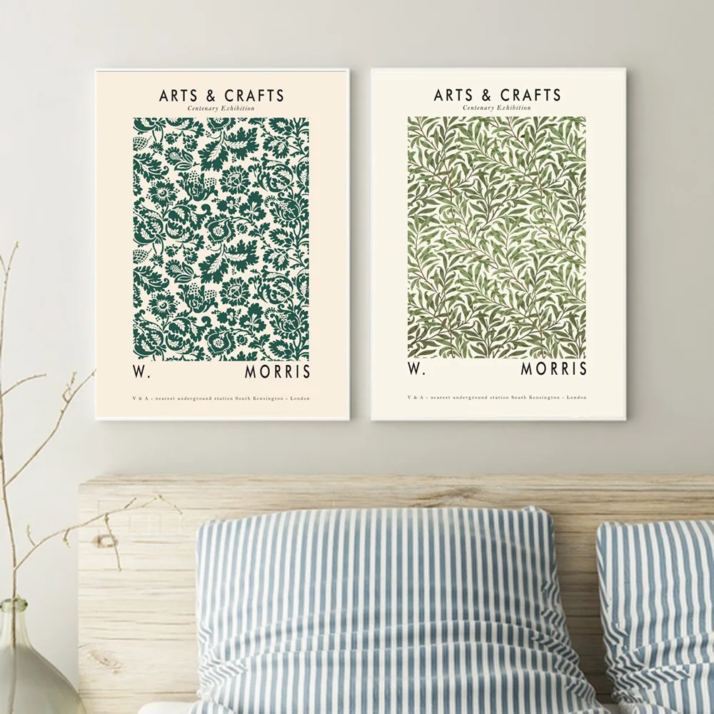 

Morris Retro Posters and Prints Abstract Flower Wall Art Vintage Canvas Painting Pictures for Living Room Home Decor