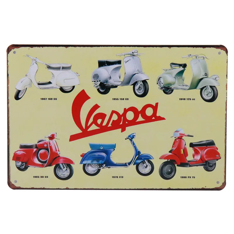 G 30X20 см винтажная Ретро металлическая жестяная вывеска Vespa мотор жестяная автобусная табличка для бара украшение для бара домашний декор для гаража H31 - Цвет: G
