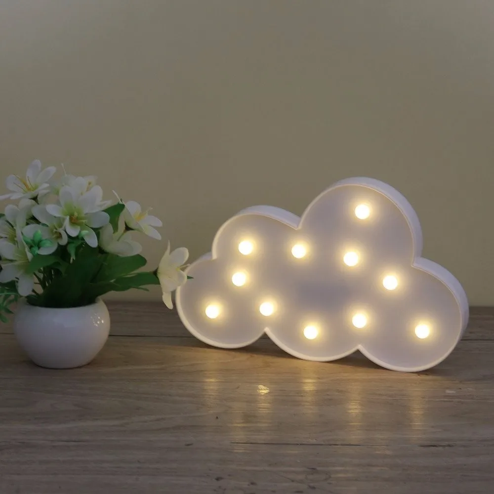 

3D Marquee Cloud Night Lamp with 11LED Battery operated White Cloud Letter light For Christmas Decoration Kid's Gift