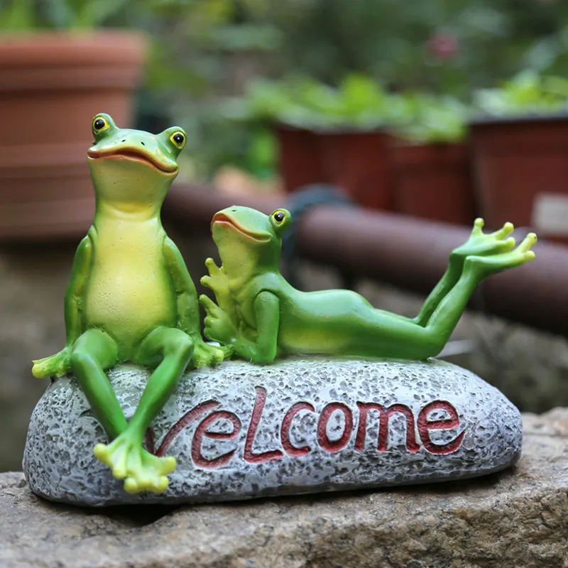

Pastoral Simulation Animal Resin Frog Statue Ornaments Outdoor Garden Furnishing Crafts Courtyard Villa Figurines Decoration