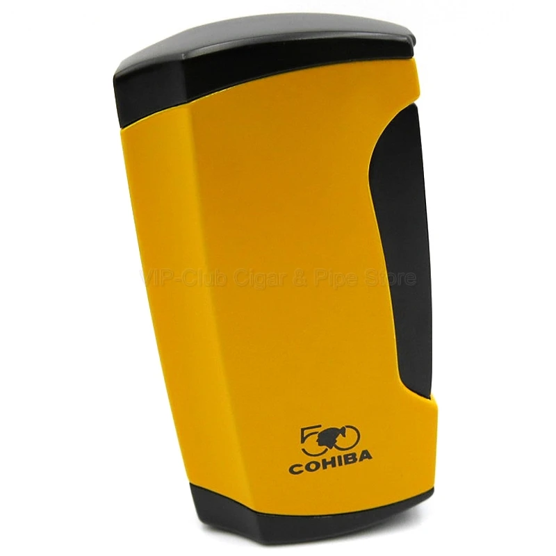 COHIBA 50th Anniversary Ограниченная серия желтая и черная Зажигалка для сигарет 2 фонарь