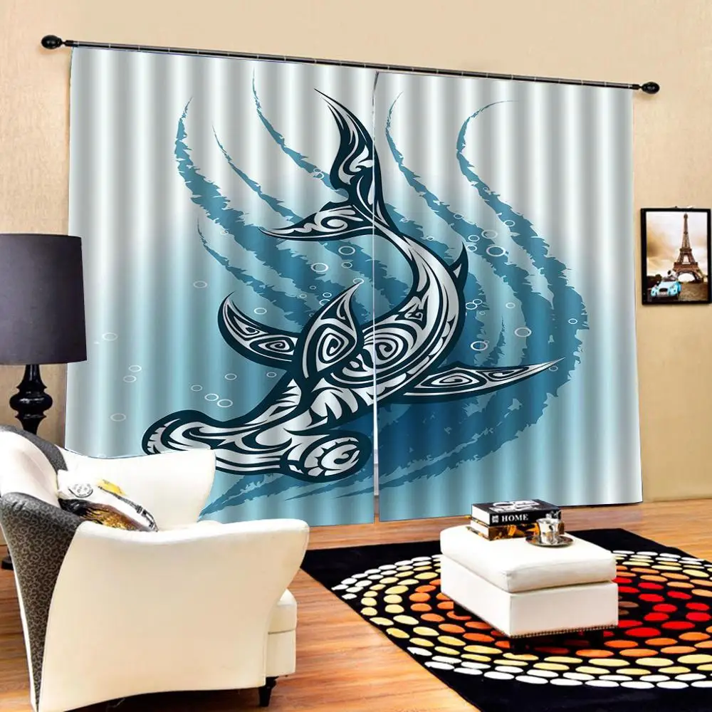

Синие шторы индивидуального размера, роскошные затемняющие 3D оконные шторы для гостиной, индивидуальные шторы