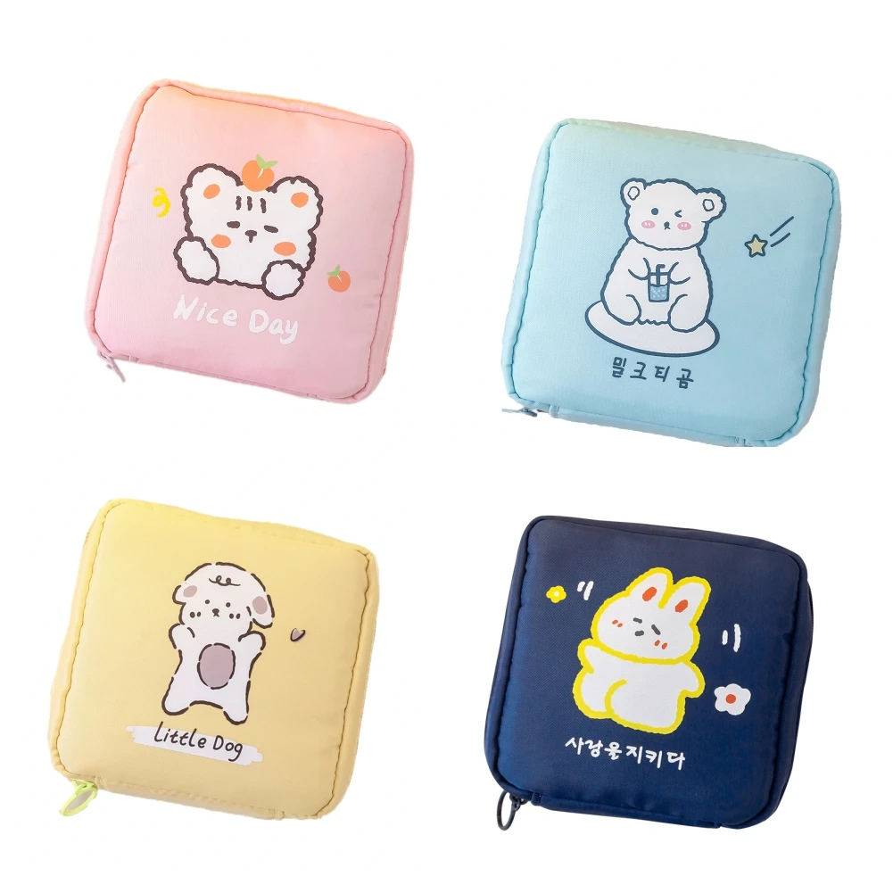 

1 Pcs Ladies Cartoon Storage Bag Portable Large Capacity Cute Sanitary Napkin Storage Bag Cosmetic Bag