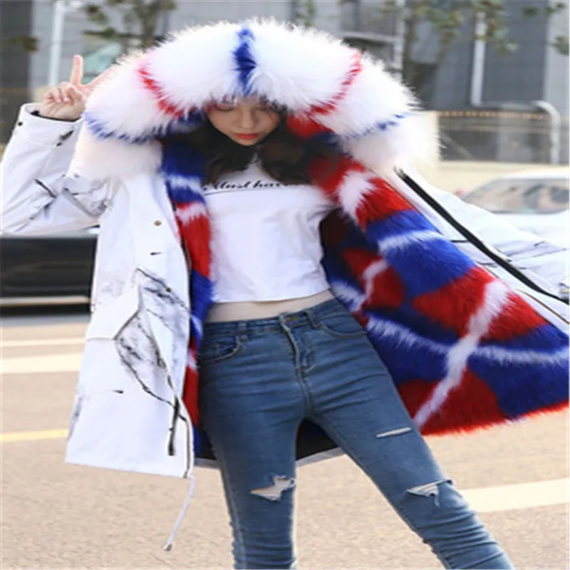 2021 Winter Women Thicken Removable Fur Liner Coat Parka Long Down Jacket Cotton Warm Collar Drawstring Waist A208 | Женская одежда