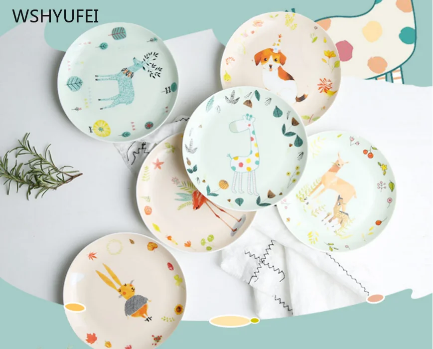 Креативная мультяшная кухонная тарелка с животными ручной росписью стейк