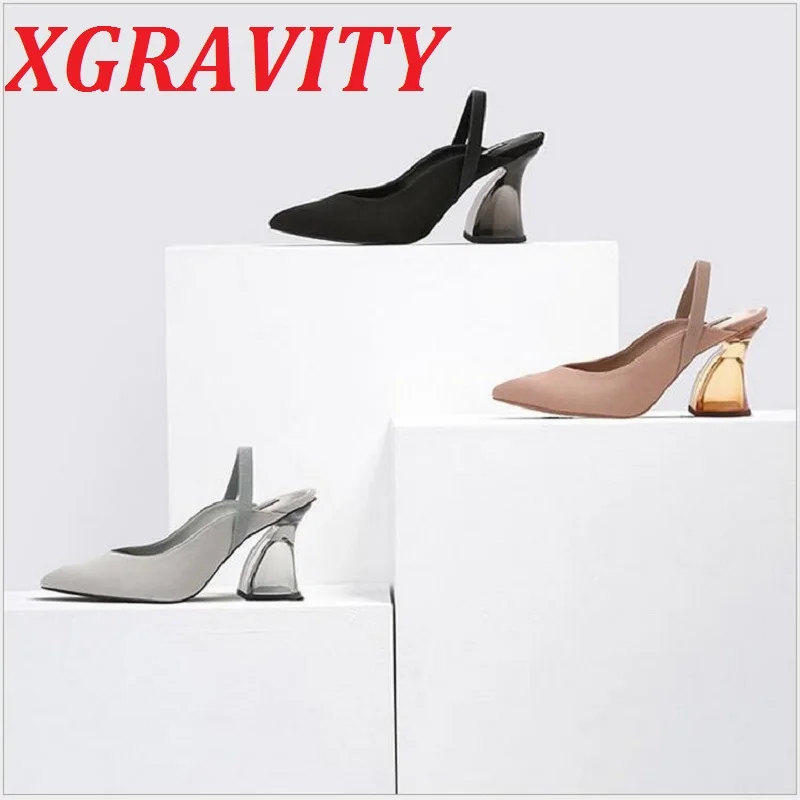 XGRAVITY босоножки в европейском стиле все соответствует модные с острым носком