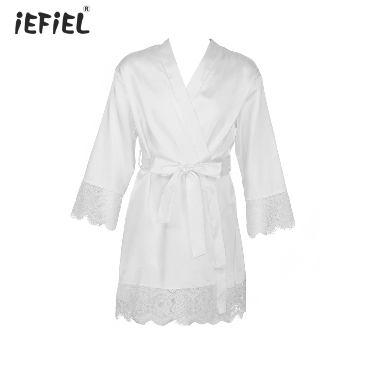 

New Kids Robe Satin Chidren Kimono Bath Robes Long Sleeves Lace Girls Princess Nightgown Dress Silk Kids Bathrobe Sleepwear