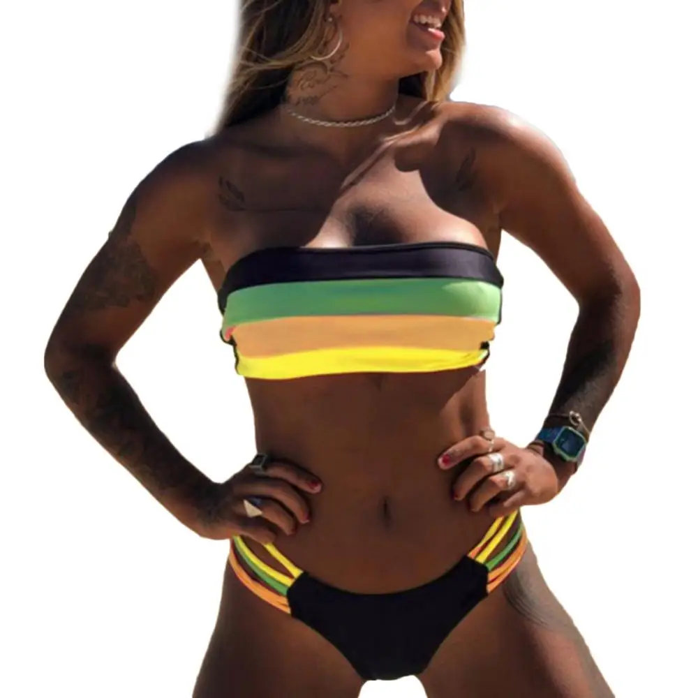 Пикантные женские купальные костюмы с мягкими чашечками без бретелек топ труба