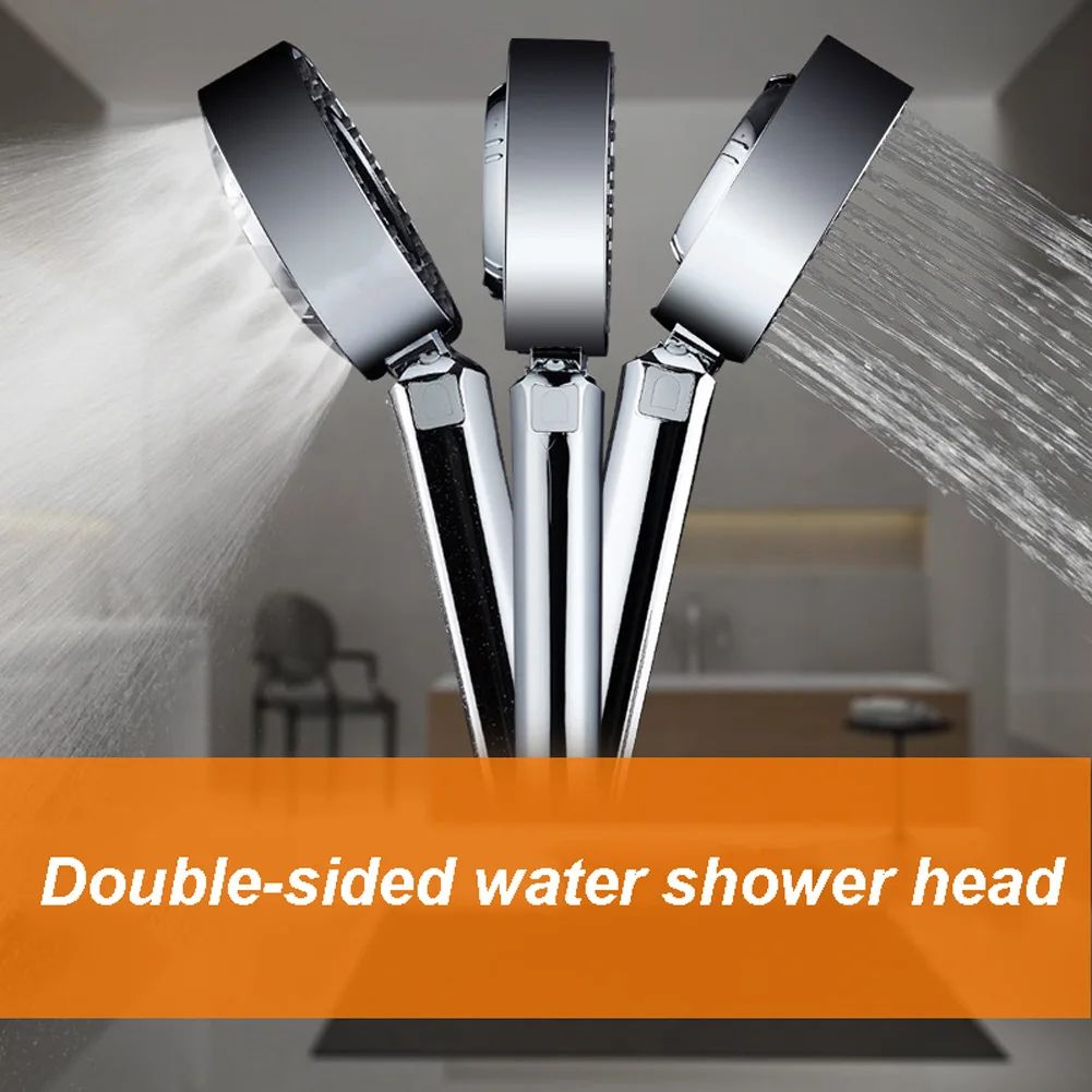 

Double-sided Shower Head Water Saving Round ABS Chrome Booster Bath Shower High Pressure Handheld Hand Shower