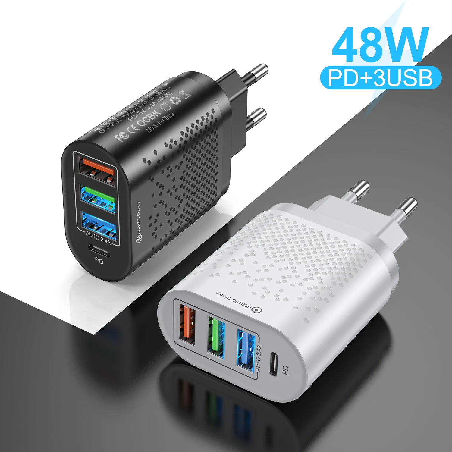 PD 48 Вт USB Type C зарядное устройство для iPhone 12 Pro Max Mini Quick Charge 3,0 QC 2.4A USB-C Быстрая зарядка дорожная стена для iPhone 11 - изображение
