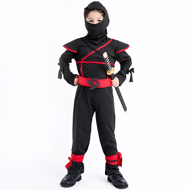 

Child Ninja Killer Costume Black Halloween Carnival Assassin Cosplay Fancy Dress Purim party Outfit