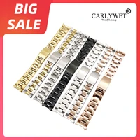 carlywet 13 17 19 20mm top quality watch band stainless steel silver black vintage oyster bracelet for rolex datejust submariner
