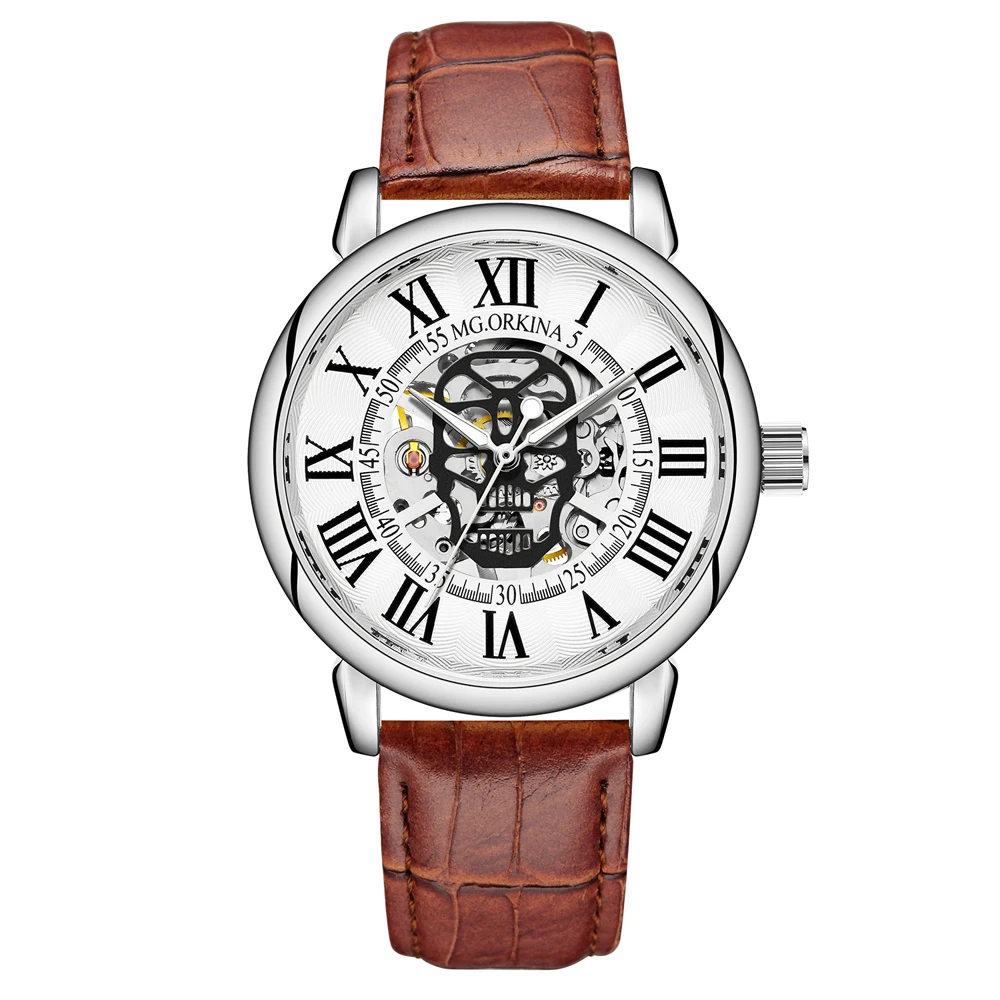 

Cool Men's Skeleton Automatic Mechanical Wristwatch Skull Gift Box