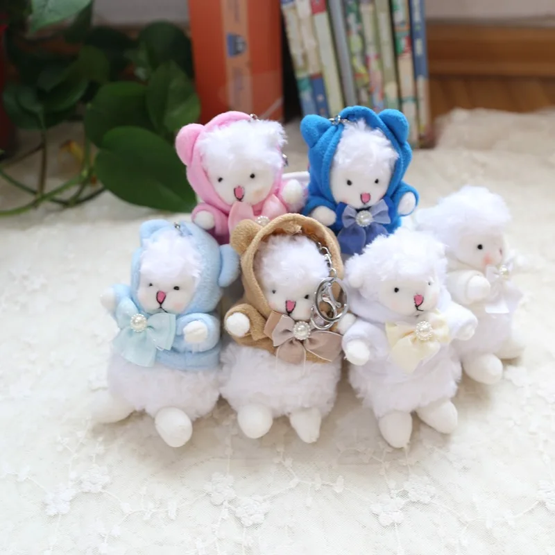 

14cm Blusher Sheep Plush Keychain Cartoon Cute Lamb Fleece Doll Key Chain Charm Lucky Women Bag Pendant Kid Friend Keyring Gift