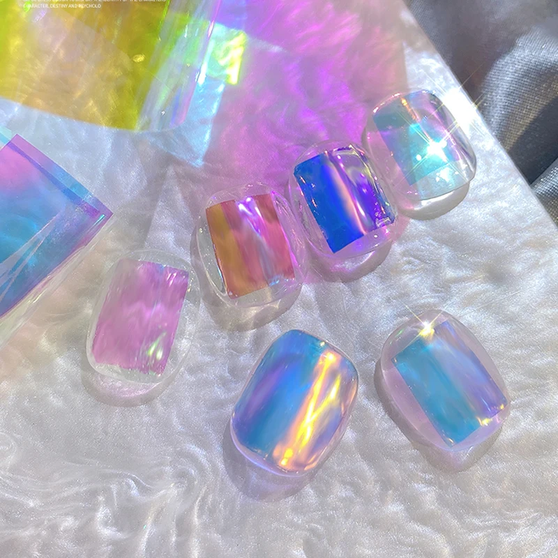 

100m Aurora Nails Cellophane Foil Film Sticker Glass Paper Korean Nail Trend Design Ice Cube Manicure DIY Nails Decoration