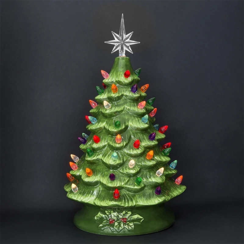 

Искусственная керамическая Рождественская елка, ручная роспись, светящаяся Беспроводная настольная Рождественская елка, настольные фигур...