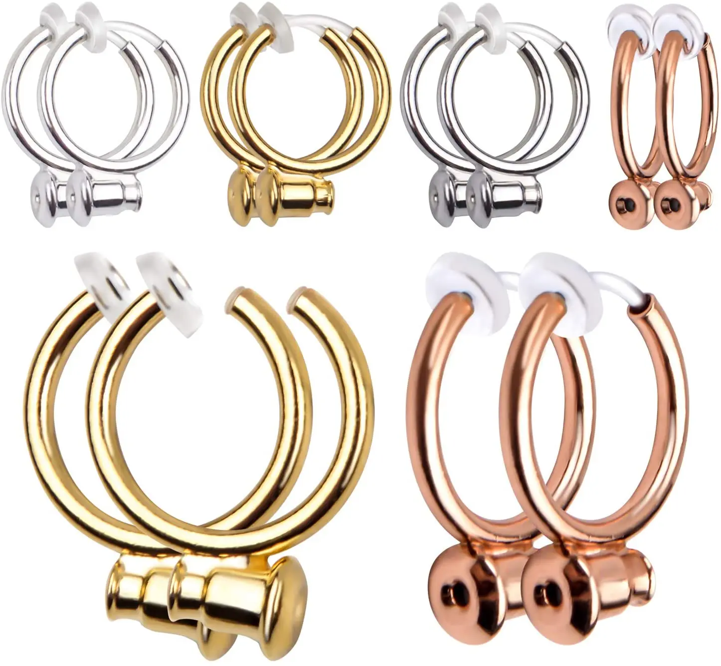 

Clip-on Earring Converter, 16 Pieces Brass Non Piercing Earrings Clips with Post Earring Components for Earring Making, 4 Colors