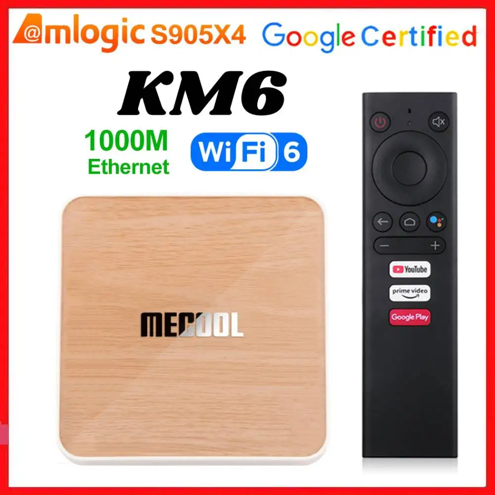 

Приставка Смарт-ТВ Mecool KM6 Deluxe, Android 10, Amlogic S905X4, Android 10,0, 4 + 64 ГБ, 2,4 дюйма