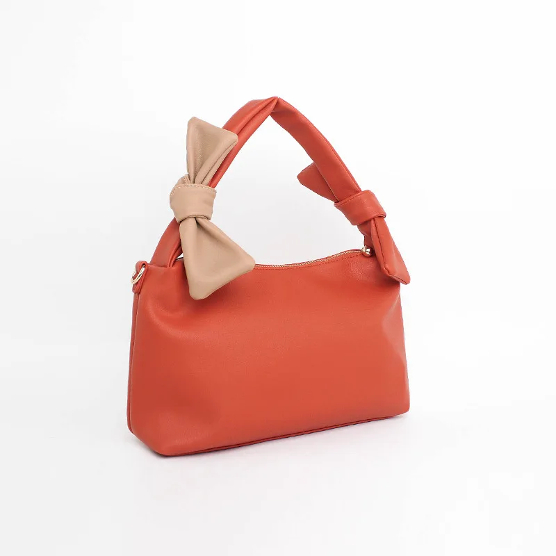 

Fashion New Solid Color Bag Female Soft Leather Hit Color Bow Metal Chain Portable Messenger Shoulder Bag