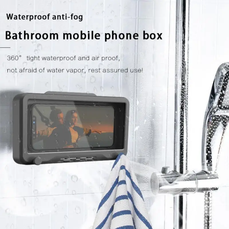

Punch-free Bathroom Wall Mounted Phone Box Waterproof Phone Holder Bathroom Toilet-NICE For Lazy People Handsfree Gadget