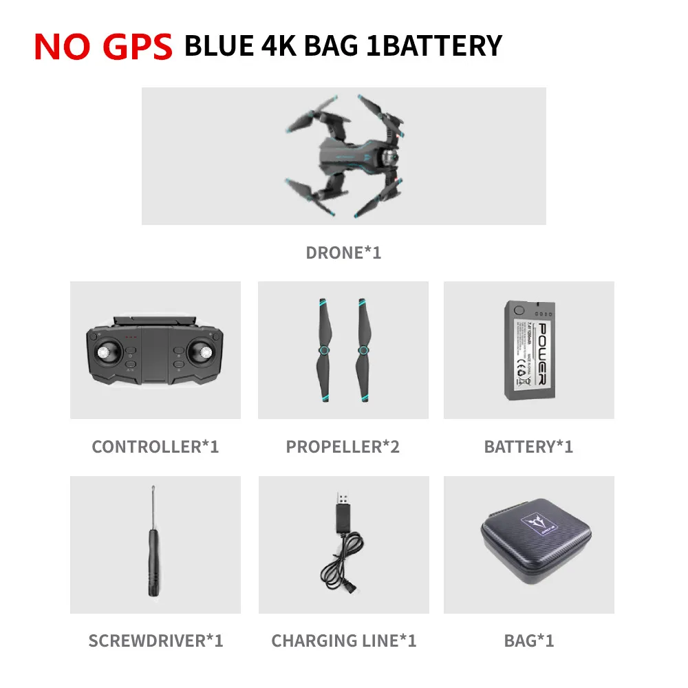 NO GPS BLUE 4K BAG S20 gps Дрон с 4K HD двойной X50 зум Камера оптический поток жестов фото RC вертолет Профессиональный Дрон Квадрокоптер VS SG907 E58 - Цвет: NO GPS BLUE 4K BAG